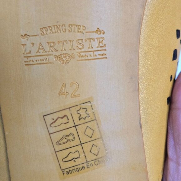 L'Artiste Spring Step Galatina-YM Hand-Painted Yellow Leather Mules Size 42 - Picture 7 of 8